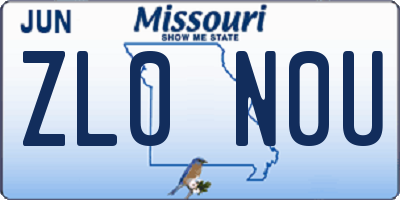 MO license plate ZL0N0U