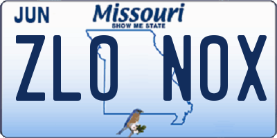 MO license plate ZL0N0X