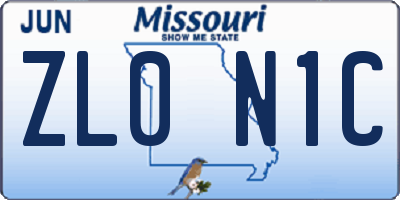 MO license plate ZL0N1C