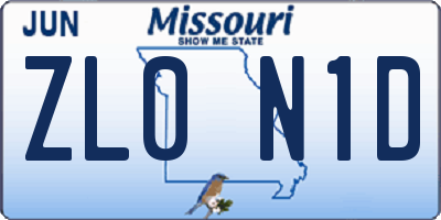 MO license plate ZL0N1D
