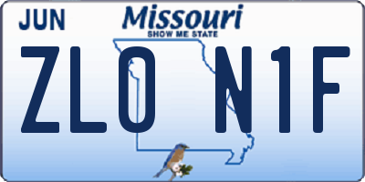 MO license plate ZL0N1F