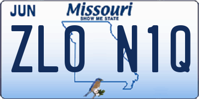 MO license plate ZL0N1Q