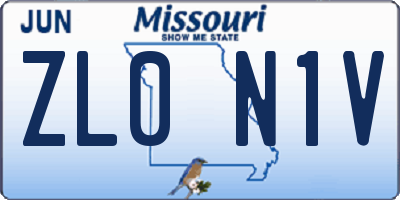 MO license plate ZL0N1V