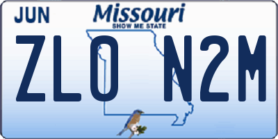 MO license plate ZL0N2M