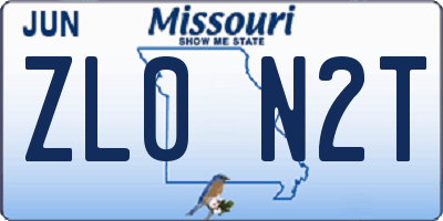 MO license plate ZL0N2T