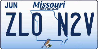 MO license plate ZL0N2V