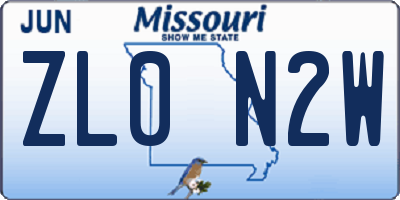 MO license plate ZL0N2W
