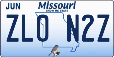 MO license plate ZL0N2Z