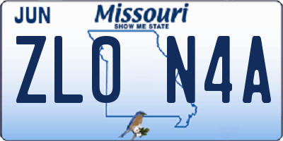 MO license plate ZL0N4A