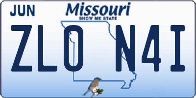 MO license plate ZL0N4I
