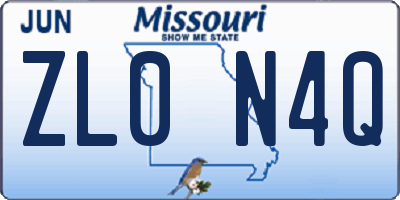 MO license plate ZL0N4Q