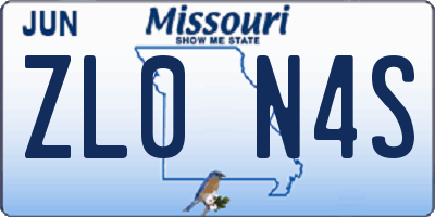 MO license plate ZL0N4S