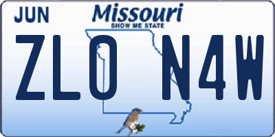 MO license plate ZL0N4W