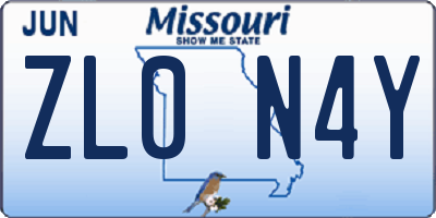 MO license plate ZL0N4Y