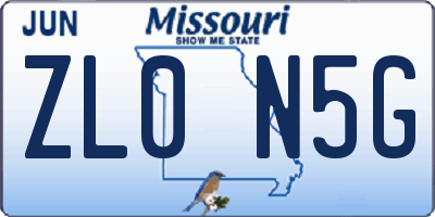 MO license plate ZL0N5G