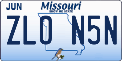 MO license plate ZL0N5N