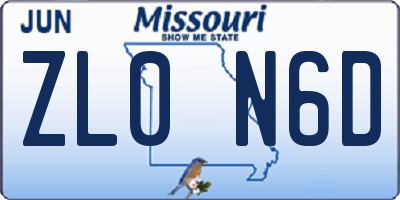 MO license plate ZL0N6D
