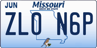 MO license plate ZL0N6P