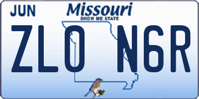 MO license plate ZL0N6R