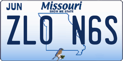 MO license plate ZL0N6S