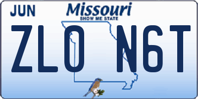 MO license plate ZL0N6T