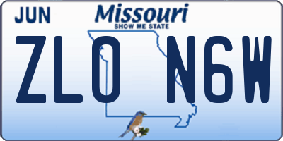 MO license plate ZL0N6W