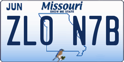 MO license plate ZL0N7B