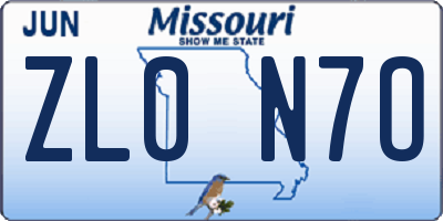 MO license plate ZL0N7O