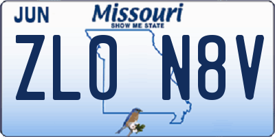 MO license plate ZL0N8V