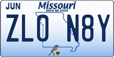 MO license plate ZL0N8Y