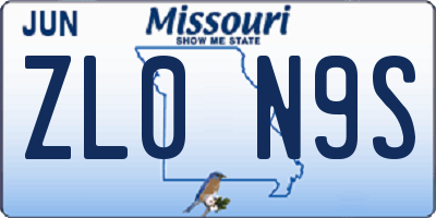 MO license plate ZL0N9S