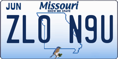 MO license plate ZL0N9U