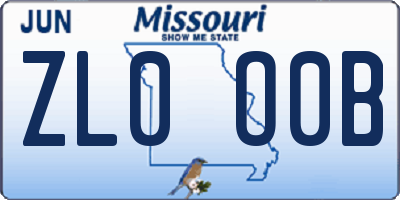 MO license plate ZL0O0B