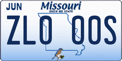 MO license plate ZL0O0S