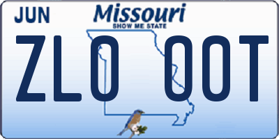MO license plate ZL0O0T