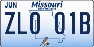 MO license plate ZL0O1B