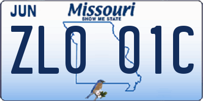MO license plate ZL0O1C