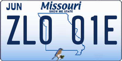 MO license plate ZL0O1E