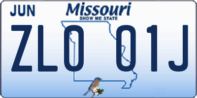 MO license plate ZL0O1J