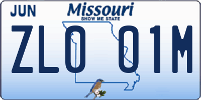 MO license plate ZL0O1M