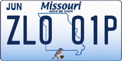 MO license plate ZL0O1P