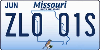 MO license plate ZL0O1S