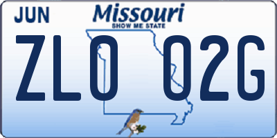 MO license plate ZL0O2G