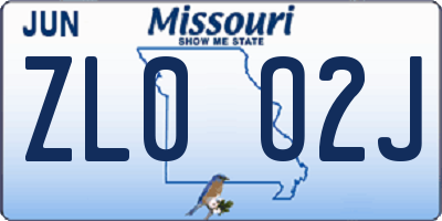 MO license plate ZL0O2J