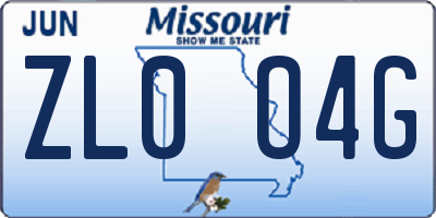 MO license plate ZL0O4G