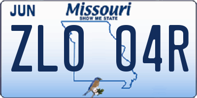 MO license plate ZL0O4R