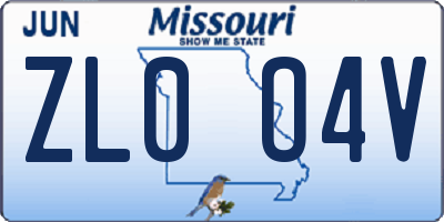 MO license plate ZL0O4V
