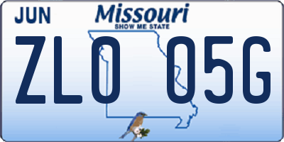 MO license plate ZL0O5G