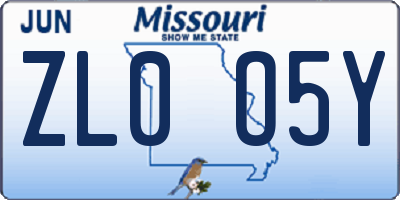 MO license plate ZL0O5Y