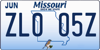 MO license plate ZL0O5Z